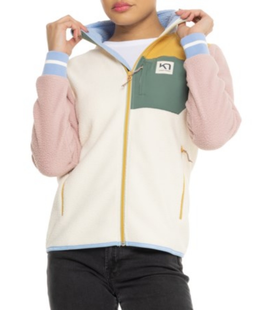 New With Tags Medium Kari Traa Rothe Cream and Pink Teddy Fleece Jacket